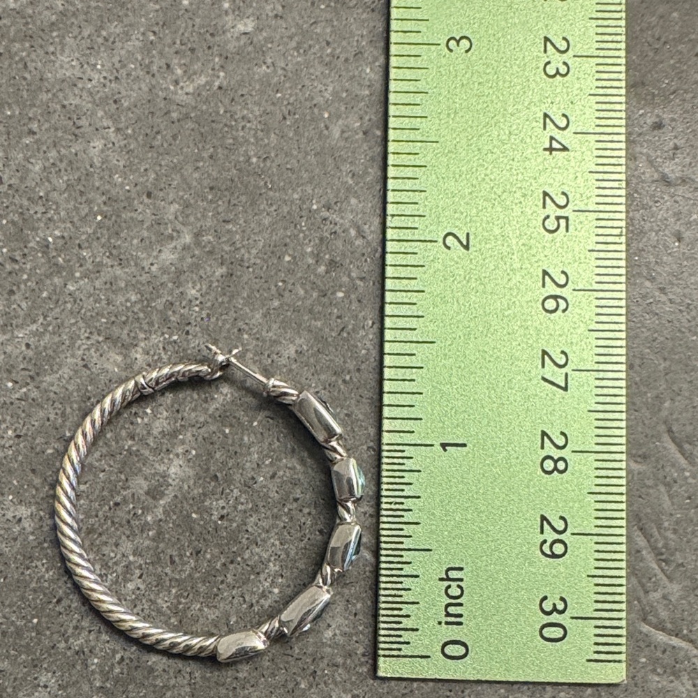 David Yurman Silver earrings with Blue Accents - Picture 4 of 5